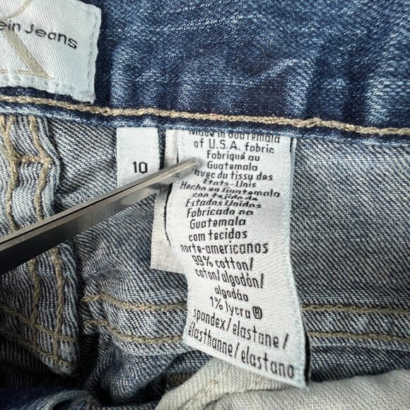 Y2K Calvin Klein Jeans Women's Measured 30x29* Slim Boot Cut Blue Denim Tag 10 - Picture 8 of 16